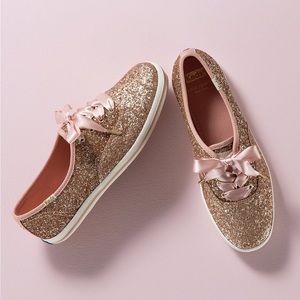 Keds x Kate Spade New York Glitter Dipped Satin Lace Sneakers